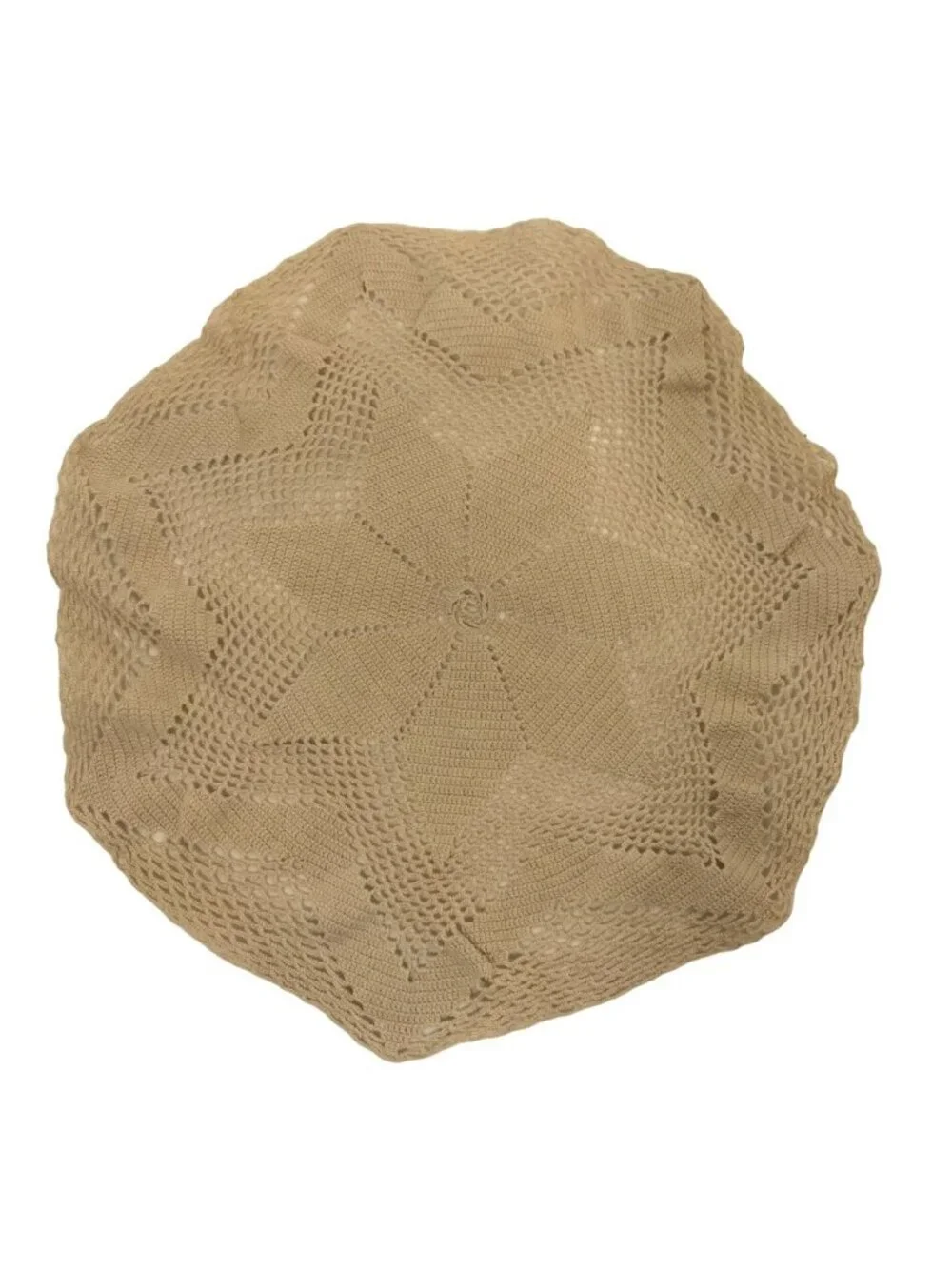 Doily Beige Star Hand Crocheted Round Octagon Grannycore Vintage 12 inch